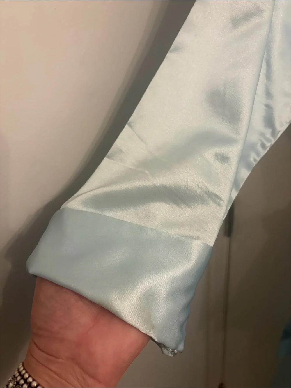 Undercover Light Blue Satin Long Wrap Robe with Belt